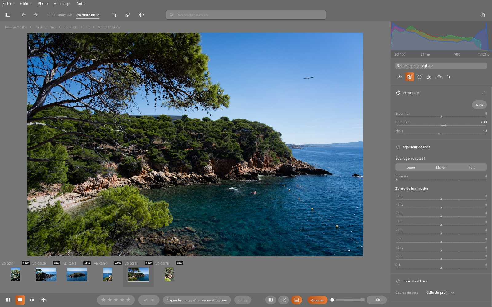 Espace de travail pour les habitués de darktable
